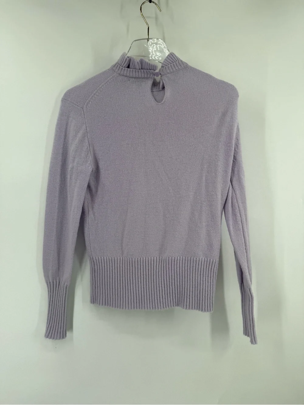 J Crew light purple ruffle neck sweater size xs